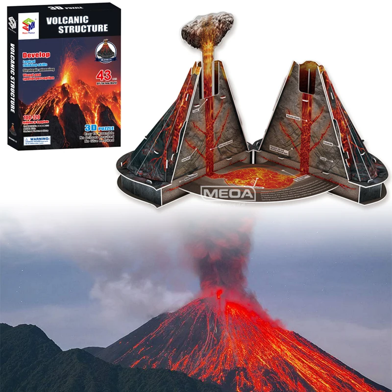 

Volcanic Structure 3D Paper Model Puzzle Simulated Magma Lava DIY Educational Learn Cognition Toys Building Kit