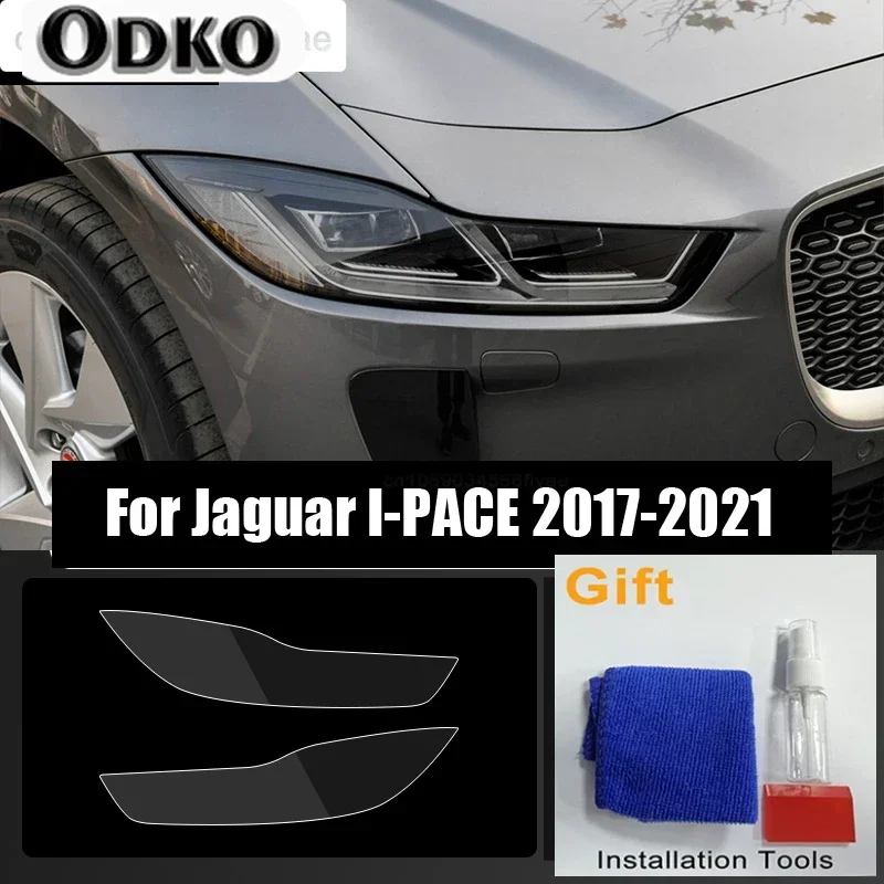 

2Pcs Original Car Headlight Tint Smoked Black Protective Film Transparent TPU Stick For Jaguar I-PACE 2017-2021 Auto Accessories