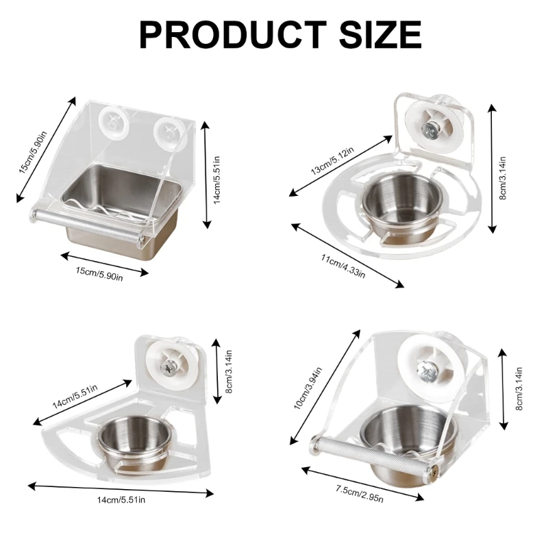 Bird Feeding Bowl Feeding Box Pet Parrots Cage Feeders Parrots Feeders Cage Dropship