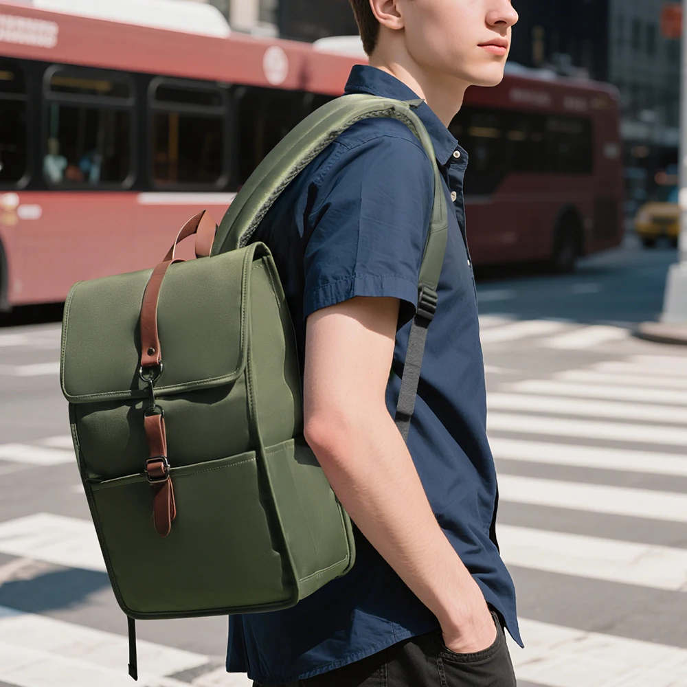 حقيبة ظهر مدرسية أنيقة للرجال من HK مقاومة للماء مقاس 15.6 بوصة للكمبيوتر المحمول مع منفذ USB حقيبة كمبيوتر محمول جامعية كلاسيكية للطلاب الرجال