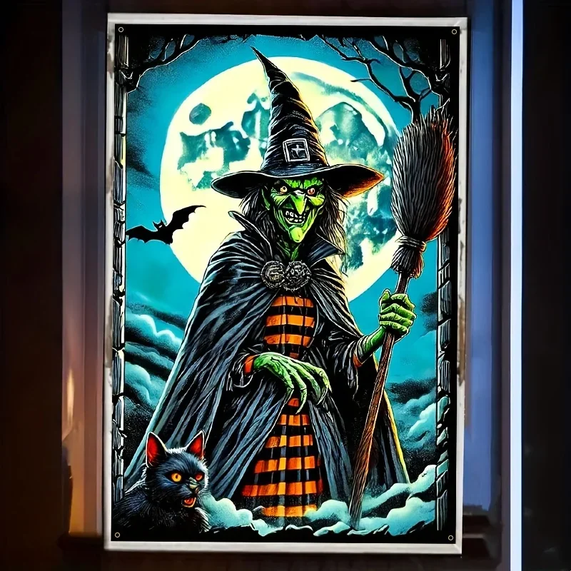 1 piece 2D flat Halloween window decoration - Halloween ghost window panel - scary witchzyc