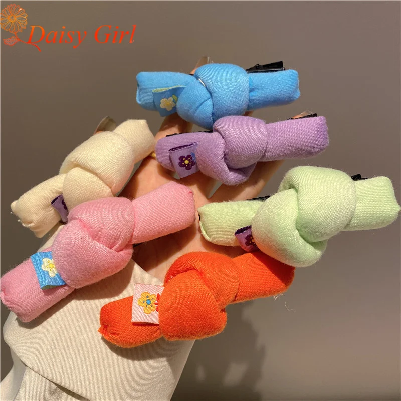 Clip anudado de una palabra de Color helado, flequillo de corazón femenino, pinzas para el cabello, Clip LATERAL de esponja creativa, Clip de pico de pato, accesorio para el cabello