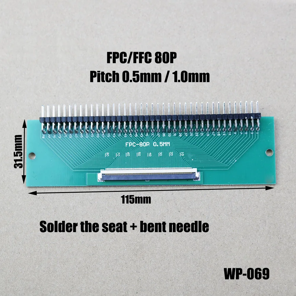 1pc FPC/FFC Adapter Board 0.5mm Pitch Connector Straight Needle And Curved Pin 6P/8P/10P/12P/20P/24P/30P/40P/50P/60P/80P WP-069