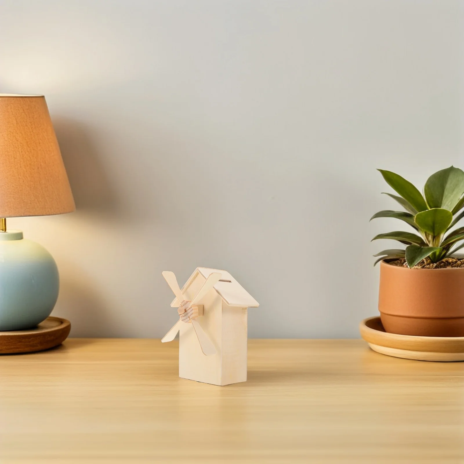 5 pièces inachevé moulin à vent en bois maison tirelire bricolage boîte d'économie de pièces de monnaie à peindre créatif enfants tirelire bois tirelire