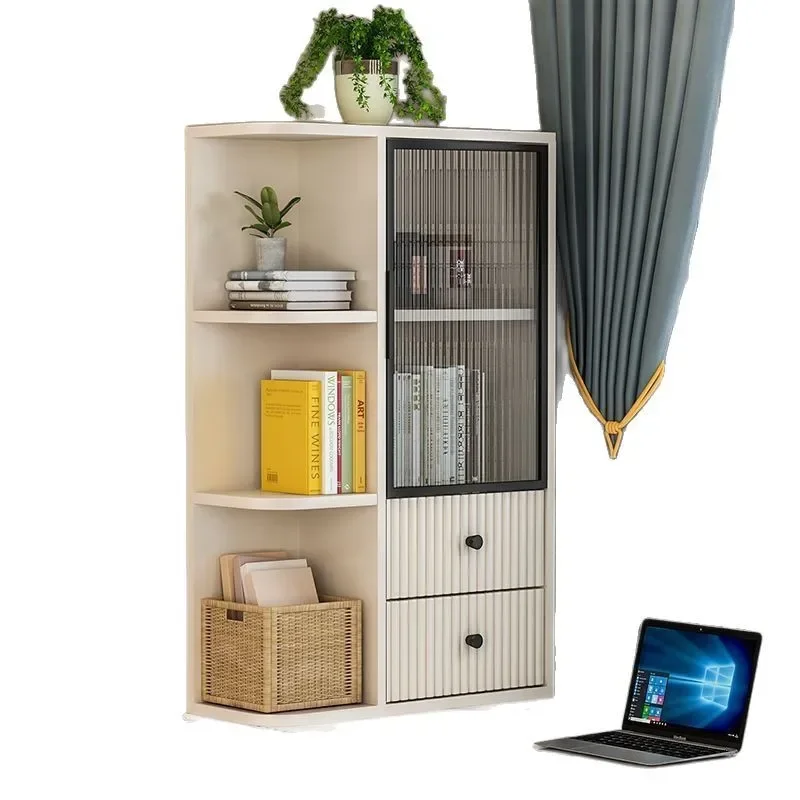 Solid wood bay window cabinet, floor-to-ceiling window modern simple bookcase, sunscreen sundries, storage