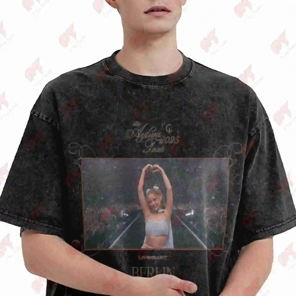 Ayliva 2025 Tour Berlin Vintage Washed Tee Pure Cotton T-Shirt