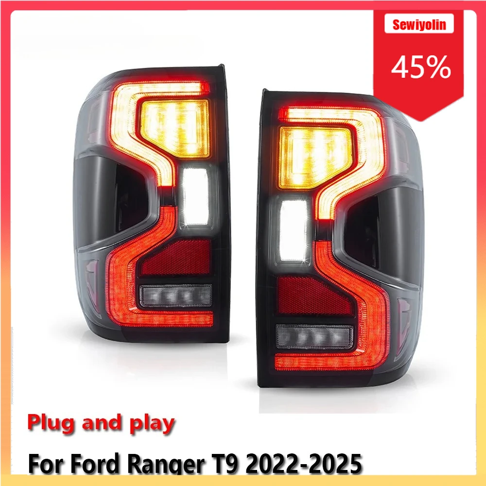 

Автомобильный светодиодный задний фонарь, автомобильные детали для Ford Ranger T9 2022-2025, авто противотуманные DRL, стоп-сигнал поворота, лампа Plug and Play