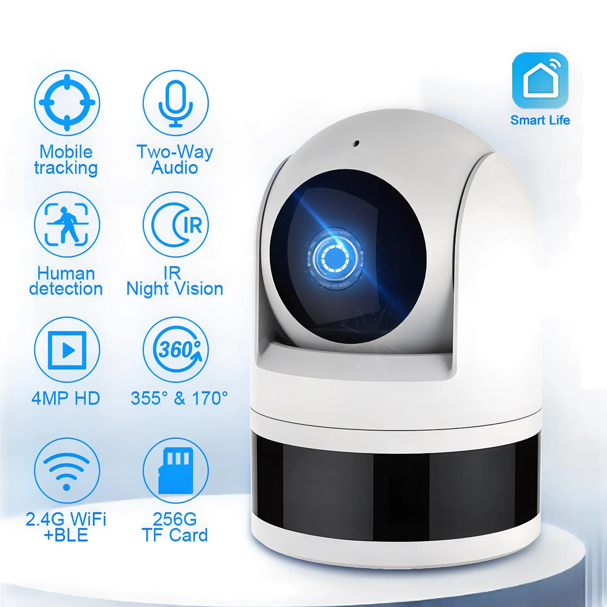 4MP WiFi Camera 2.4G Tuya Smart Home Indoor Wireless IP Surveillance Camera AI Detect Automatic Tracking Security Baby Monitor