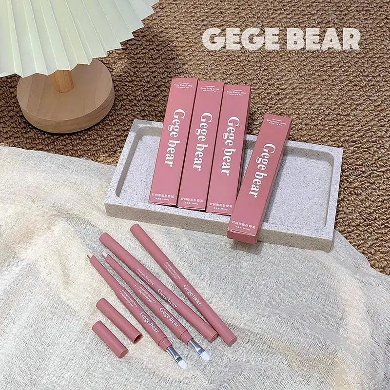 1 Stück Gege Bear 2-in-1 Zweifarbiger Liegender Bleistift Dreieckiger Kopf Highlighter Unter-Augen-Aufhellung Wasserfester Lidschatten Make-up-Tool