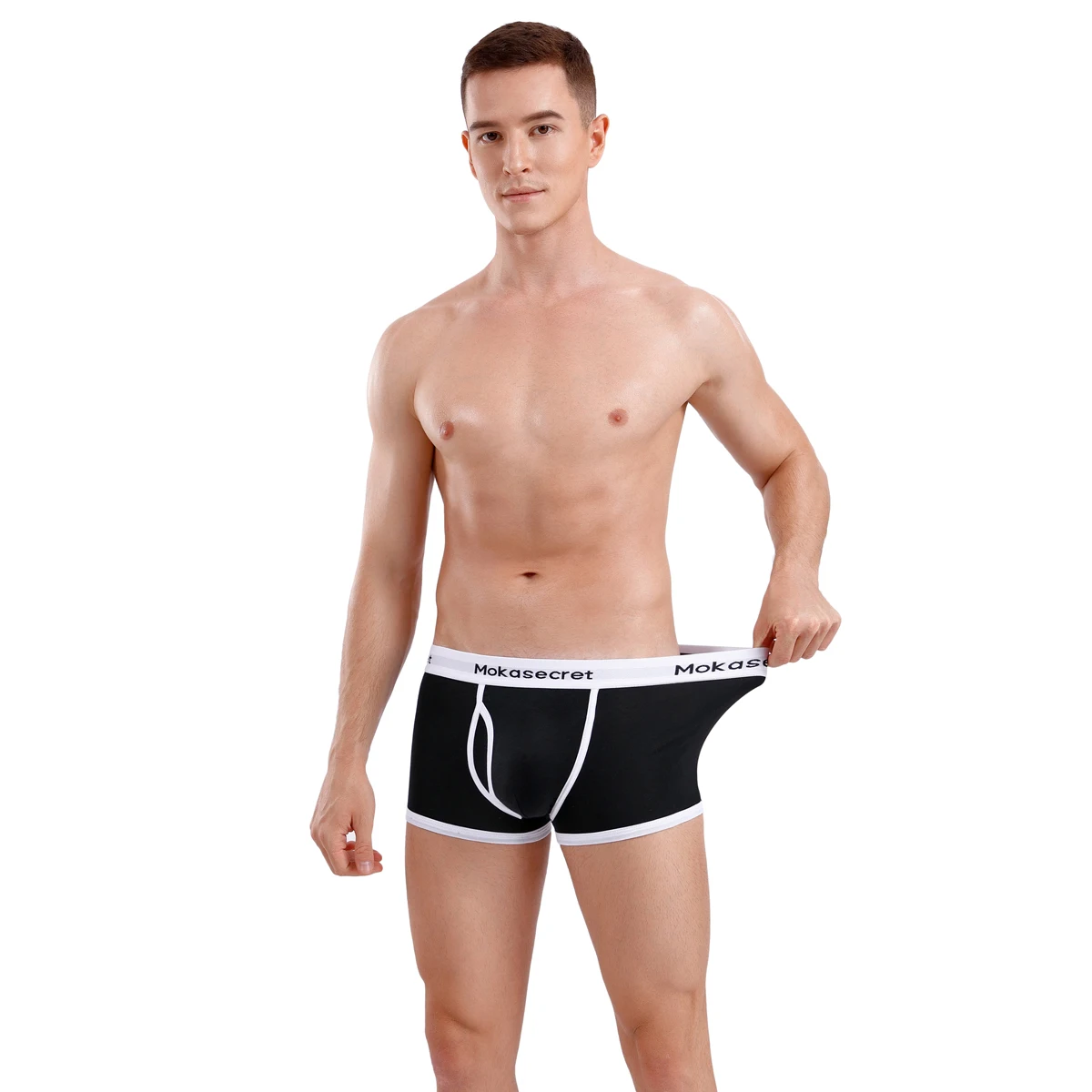 High Quality Cotton Men\'s Boxer Underwear Fashion Letter Belt Men\'s U Convex Pouch Breathable Solid Color Male Panties Shorts
