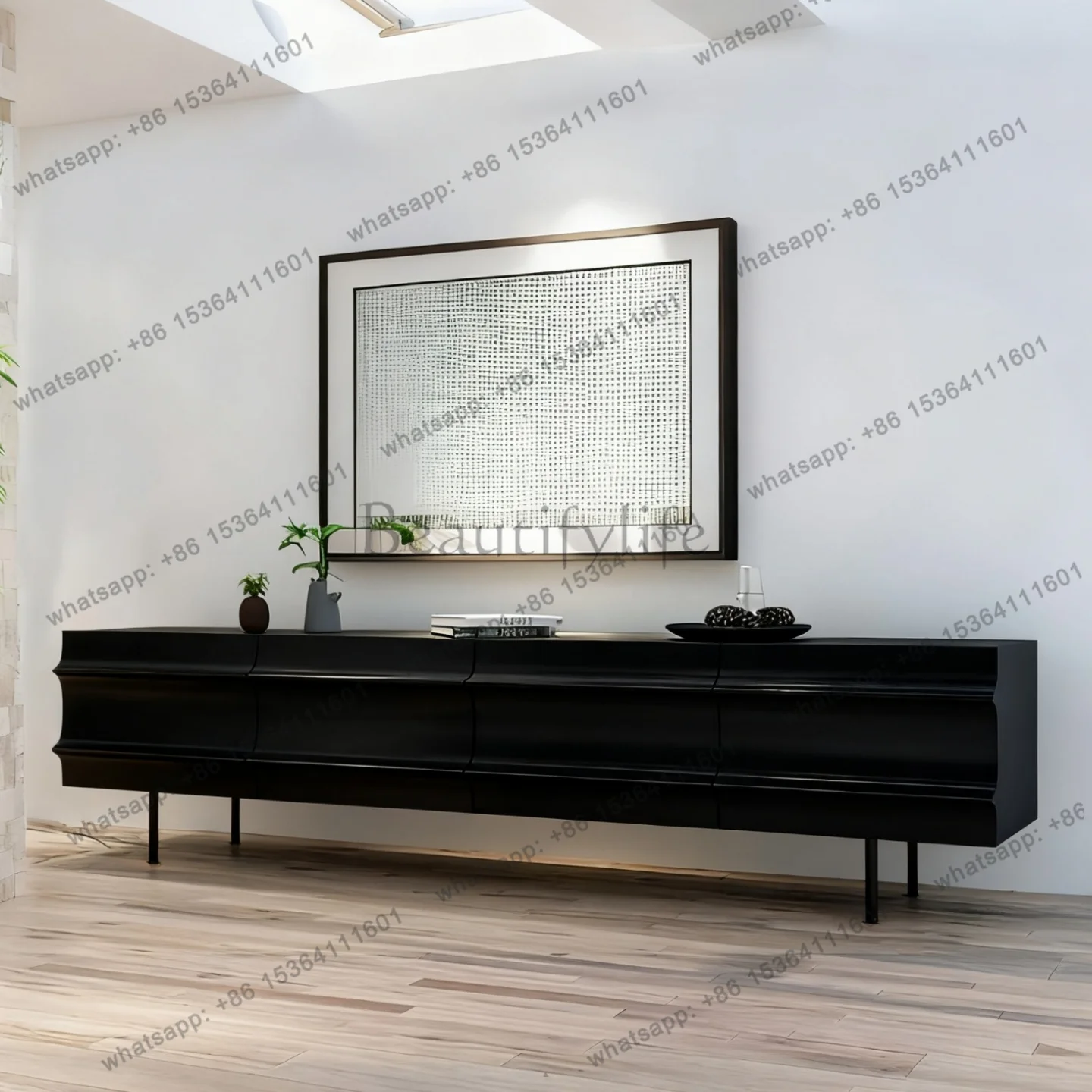 Italian minimalist paint TV audio-visual cabinet simple modern small apartment living room floor cabinet