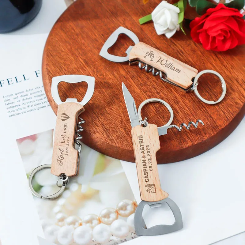 

Брелок с открывалкой для бутылок с логотипом на заказ для свадебных подарков, винных инструментов, открывалки для бутылок вина, пробковые винты, подарок жениха