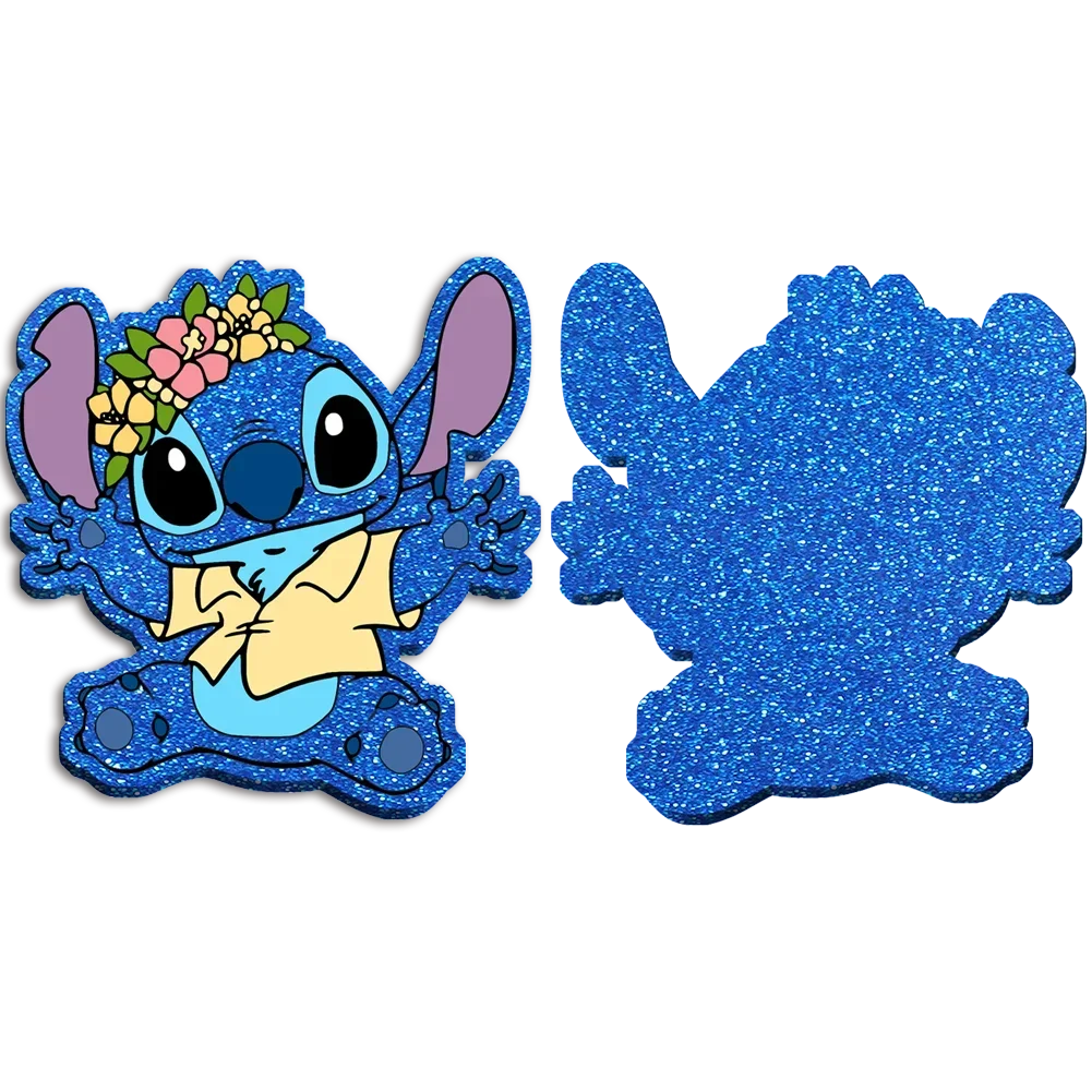 Disney Stitch Blue Series Chunky Glitter Acrylique Flatback Communautés ar Resin, DIY Phone Case, Hair Bow Craft Supplies, 2 amaran