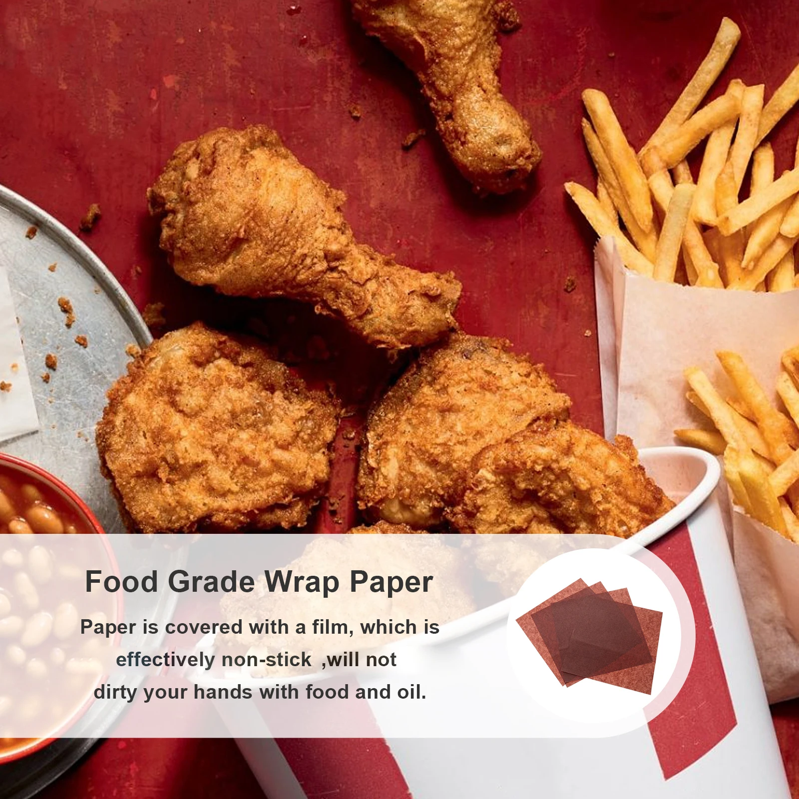 

100pcs Oil-Proof Food Wrapping Paper Greaseproof Baking Liner Sandwich Cake Packaging Sheets Anti-Stick for Party