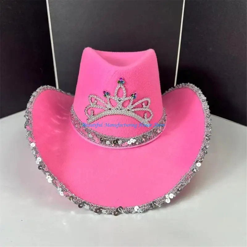 

E56A Bachelorettes Party Panama Hat for Bride Lovely Bridal Shower Cowgirls Hat Girl Carnivals Party Hat Photoshooting Headwear
