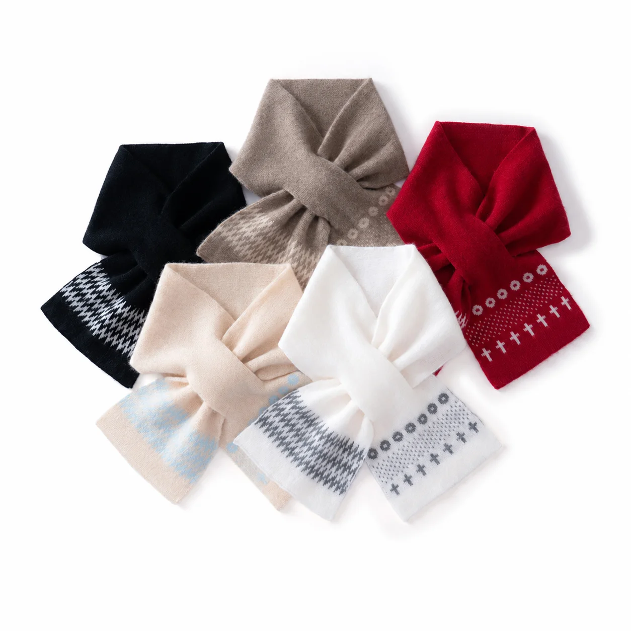 Geometric Pattern Scarf Knitted Cashmere Scarf Pull-Through Scarf Soft For Sweater Styling Fall Commuting City Outings