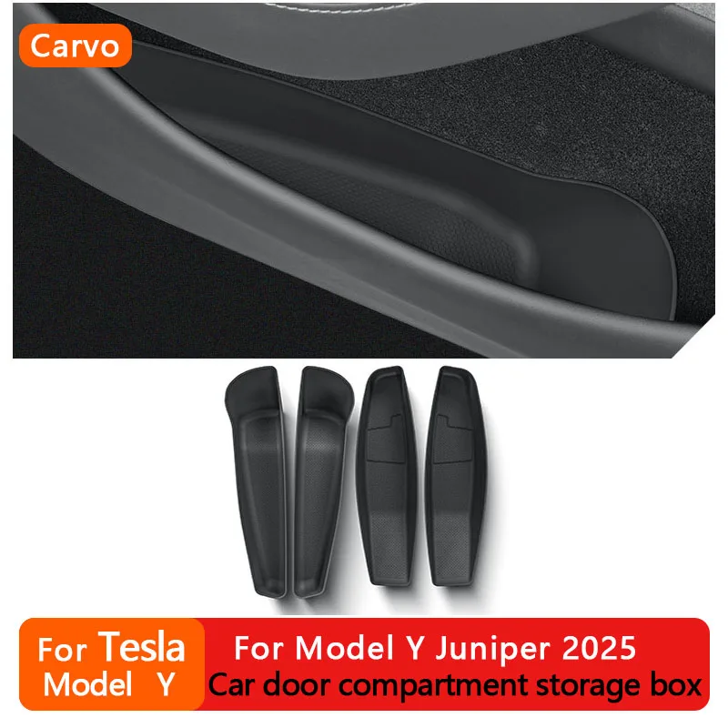 

4pcsFor Tesla 2025 Model Y Juniper Door Side Storage Box Front Rear Door Handle Armrest Tray Organizer Car Accessories Anti-dust