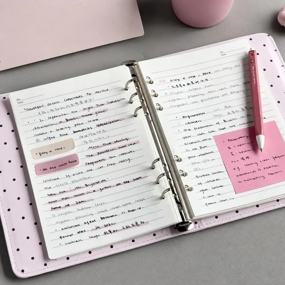 Ins Polka Dot Piano Binder Notebook a5 Loose Leaf Kpop Idol Photocards Holder Detachable PU Leather Photo Album School Journal