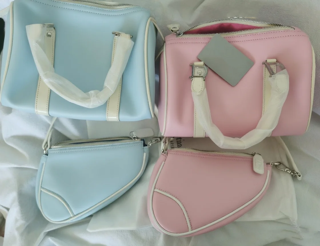 

2000s yk2 retro macaron color retro saddle bag Boston bag