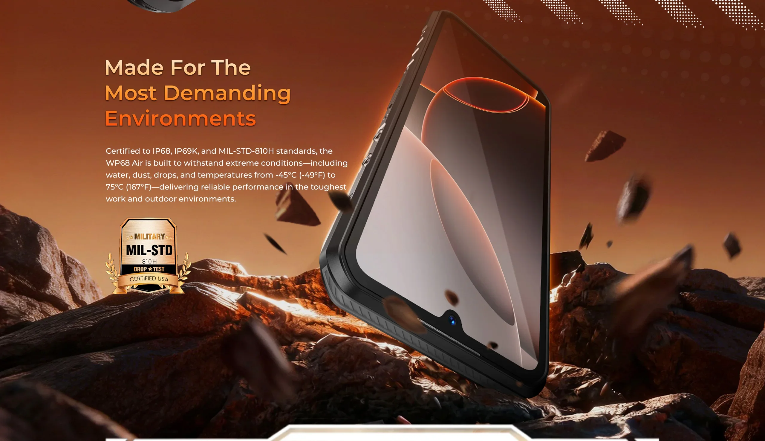 OUKITEL WP68 Air 5G Rugged Smartphone, Dimensity 7025, 36GB(12+24) RAM 512GB ROM, 8000mAh Silicon‑Carbon Battery 45W Fast Charging,6.88" 120Hz Display,64MP Camera,NFC,IP68 IP69K MIL‑STD‑810H,Android 16,Ultra‑Slim 11.9mm 309.5g Cyber‑Futuristic Design