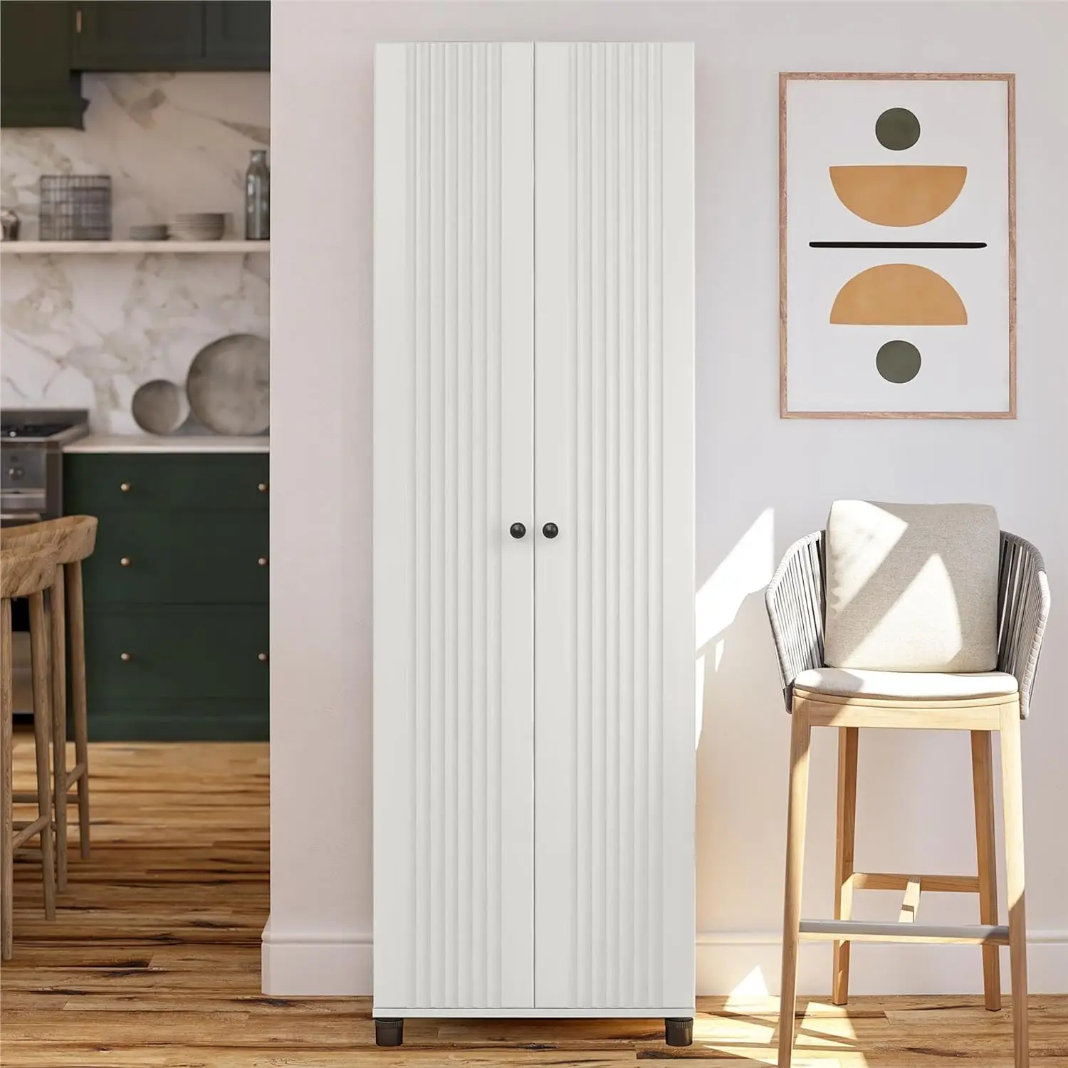 SystemBuild Evolution Kendall 24" Wide 2 Door Storage Cabinet, Fluted White