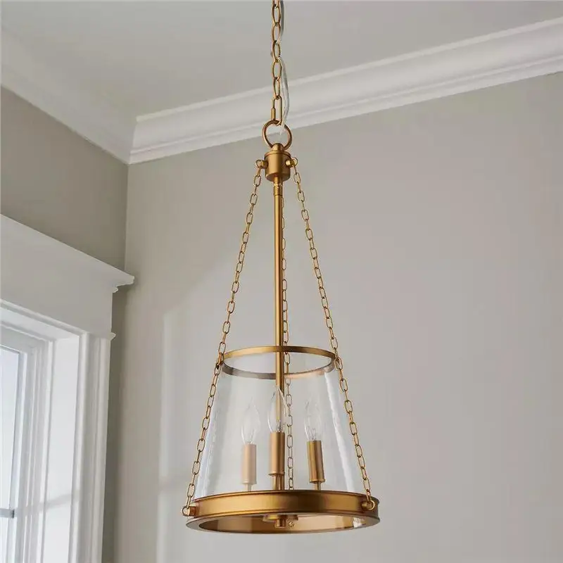Chandelier dining table villa light luxury glass foyer light entrance aisle American chandelier