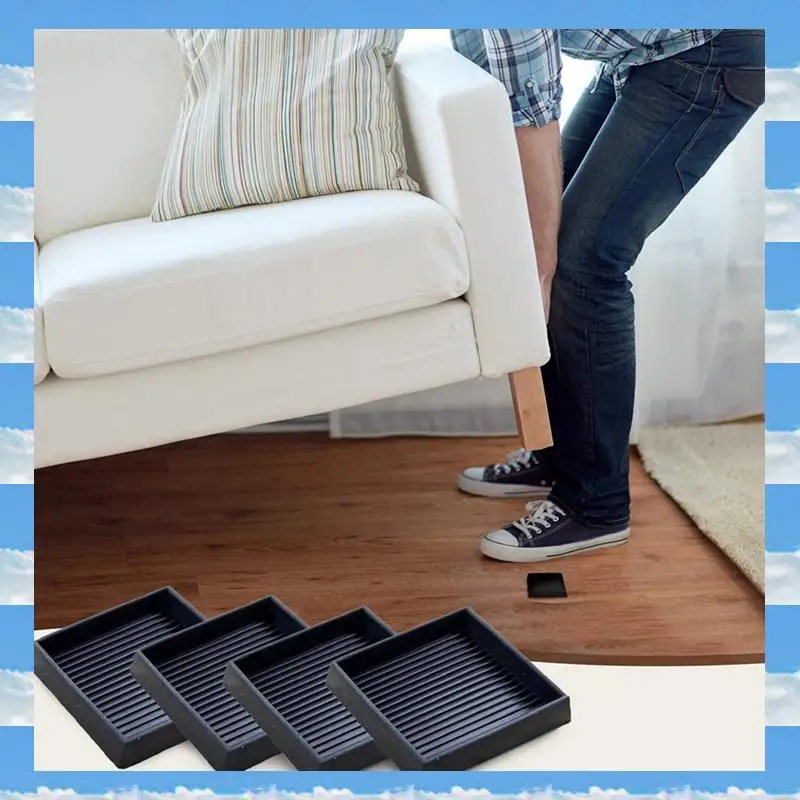 

A11I 8Pcs Anti-Slip Furniture Pads- 4X4in Square Rubber Anti Skid Caster Cups, Leg Coasters-Couch, Chair, Bed Stoppers