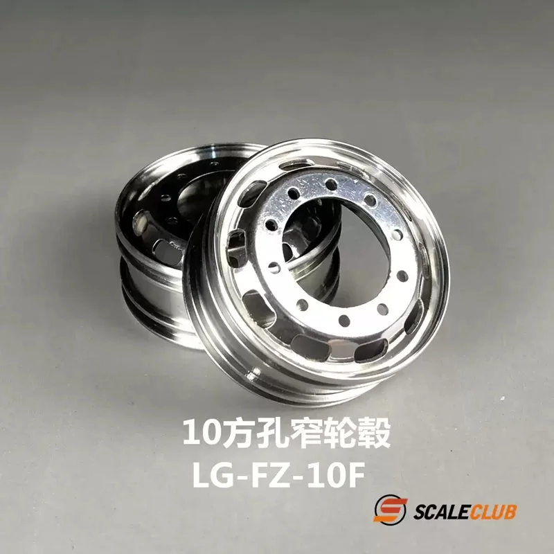 Scaleclub Model 1/14 Drag Head Mud Upgrade Stainless Steel Wheel Classic 10 Big Square Hole For Tamiya Lesu Rc Truck