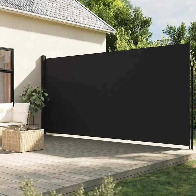 Store banne latérale rétractable, écran d'intimité, séparateur noir de haute qualité facile à nettoyer pour balcon, terrasse, jardin, 200 x 300 cm