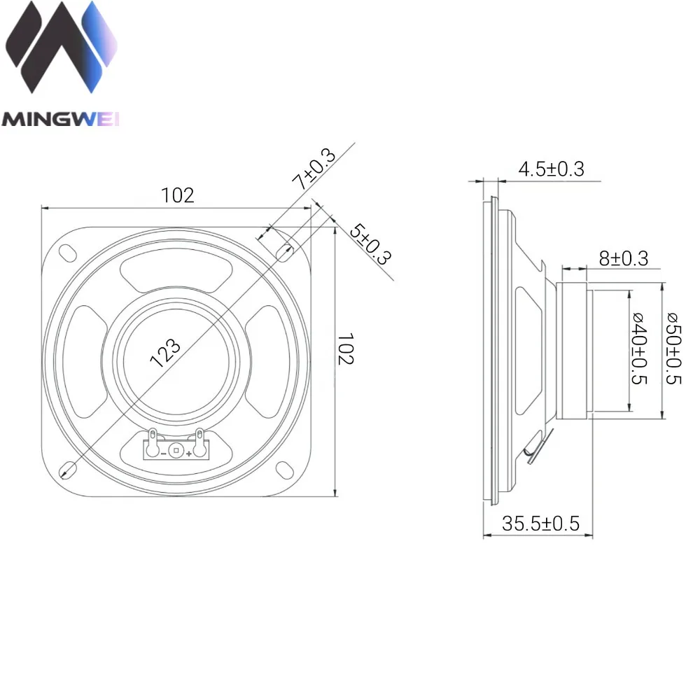 MW Audio 2 Stück 4" Fullrange-Lautsprecher 4 Ohm 5W, Ferritmagnet Gummikante Hohe Leistung 102mm – Detail 3
