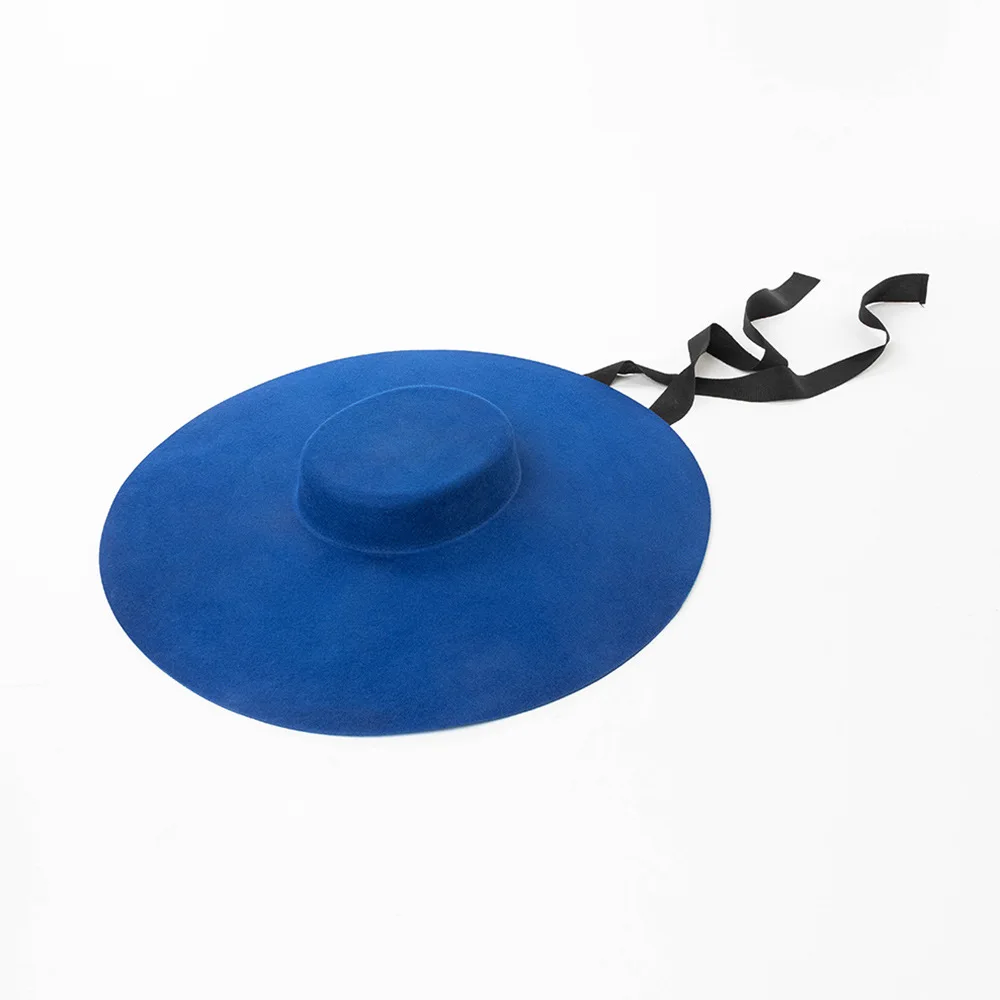 

15cm New fashion simple woolen woolen top hat ladies wool felt bandage flat hat