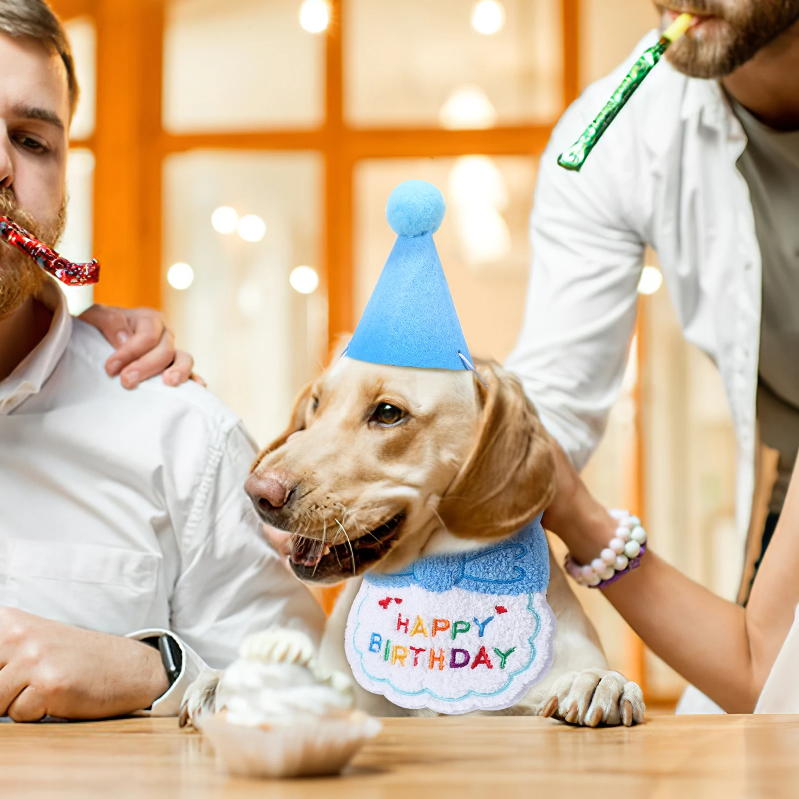 

1Set Pet Birthday Bib Hat Costume Comfortable Soft Adjustable Dog Cat Birthday Outfit Cat Outfit Pet Party Decoration