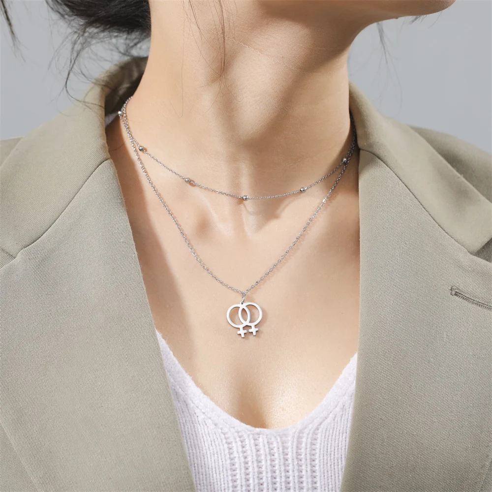 Cazador موضة مثلي الجنس مثليه رمز قلادة القلائد الفولاذ المقاوم للصدأ سلسلة مجوهرات جديدة للنساء الرجال حفلة عيد ميلاد هدية 2025