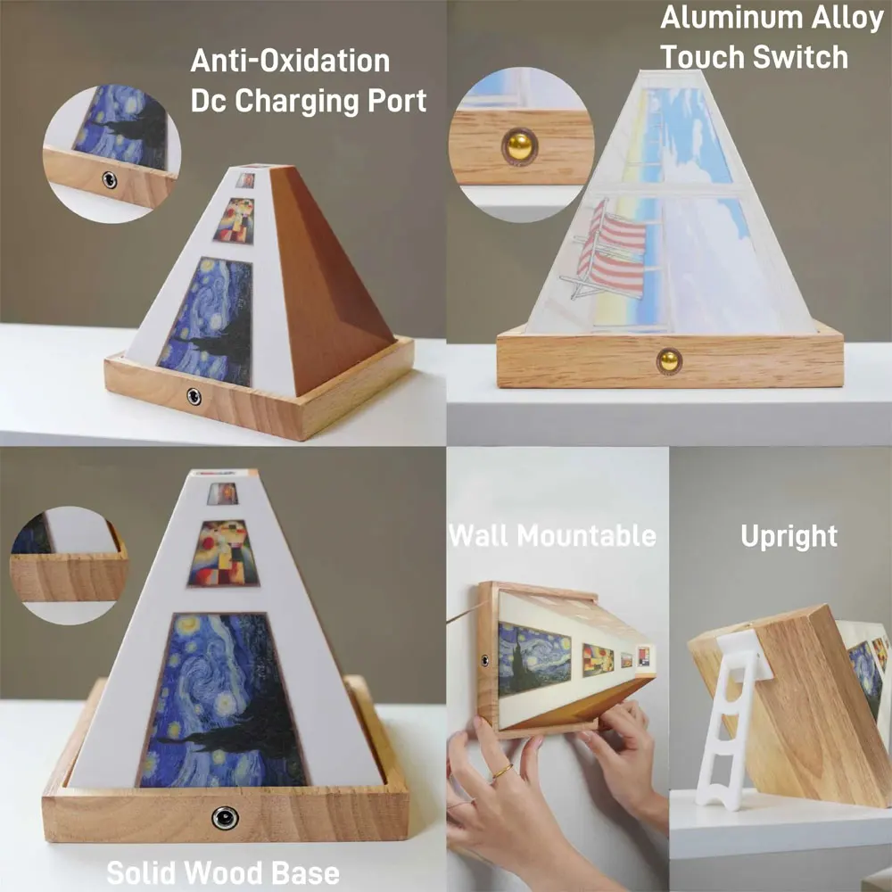 3D Naked Eye Vision Night Light โคมไฟตกแต่งสําหรับห้องนั่งเล่นห้องนอนไม้ชาร์จบรรยากาศตารางโคมไฟของขวัญตลก