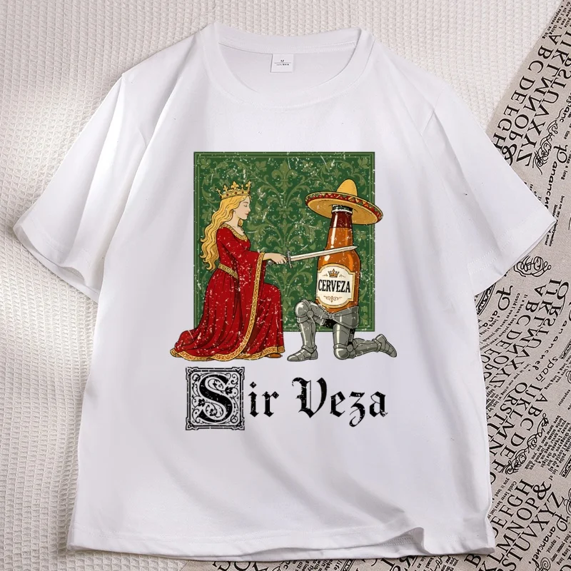 Funny Beer Knight Tee Medieval Beer Pun Tshirt Men Women Casual Round Neck Printed T-shirt Unisex Streetwear Clothing