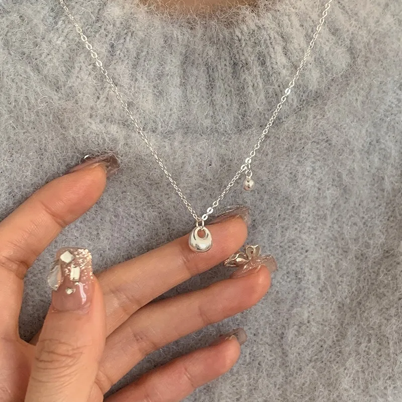 Minimalism 925 Sterling Silver Small Lock Small Ball Pendant Necklace for Woman High Quality Jewelry Accessories Colorfast Gifts