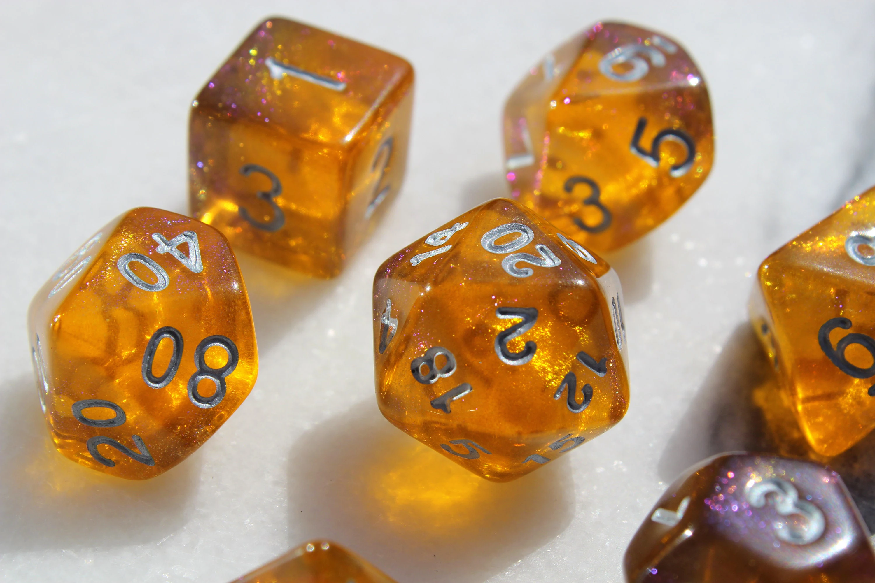 7Pcs/Set Yellow Galaxy Starry Sky Dice for DND Dungeons and Dragons Table Games D&D RPG Tabletop Roleplaying