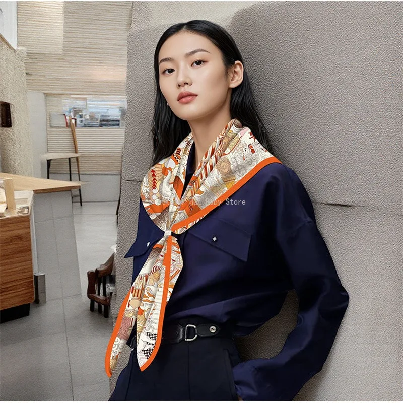 

Silk Scarf Twill Silk Printed Shawl Women's Multipurpose L Decorative Triangle Scarf Silk Beach Shawls Bandana Lady Hijabs