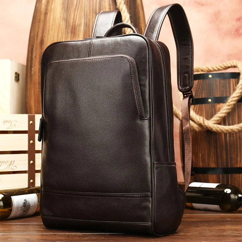 

Newsbirds Top layer cowhide unique design double shoulder bag backpack men women handmade leather soft skin school