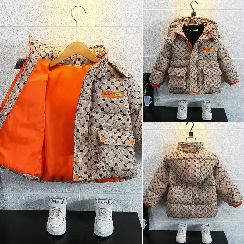 3-10 Year Children's Outwear Jacket Boy Winter Thickened Warm Cotton Padded Clothes New Korean Fashion Hooded Sport Casual Coats