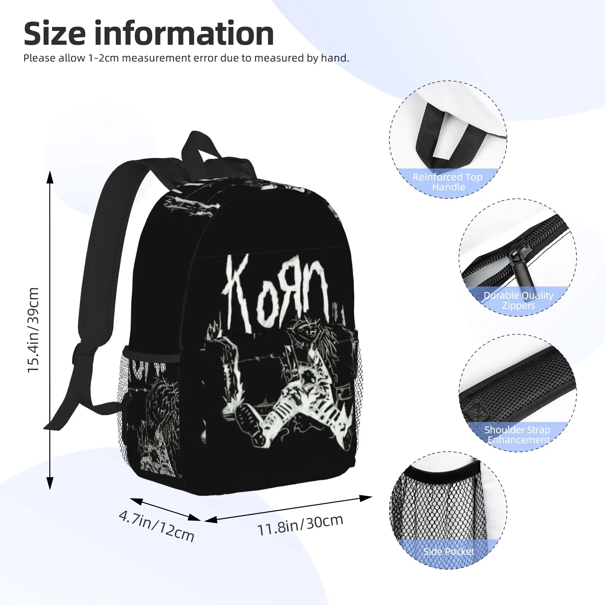 Korn Rock Music Backpack Hot Sale Daypack Large Capacity Boys Girls BookBag Shoulder Bags for Men Women School Bag