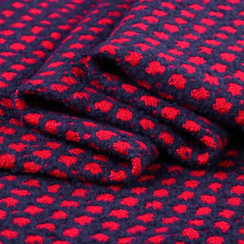 

Шерстяная ткань, тибетский синий, красный, квадратный узор, тканый композитный материал, брендовый осенне-зимний жилет, пальто, ткань