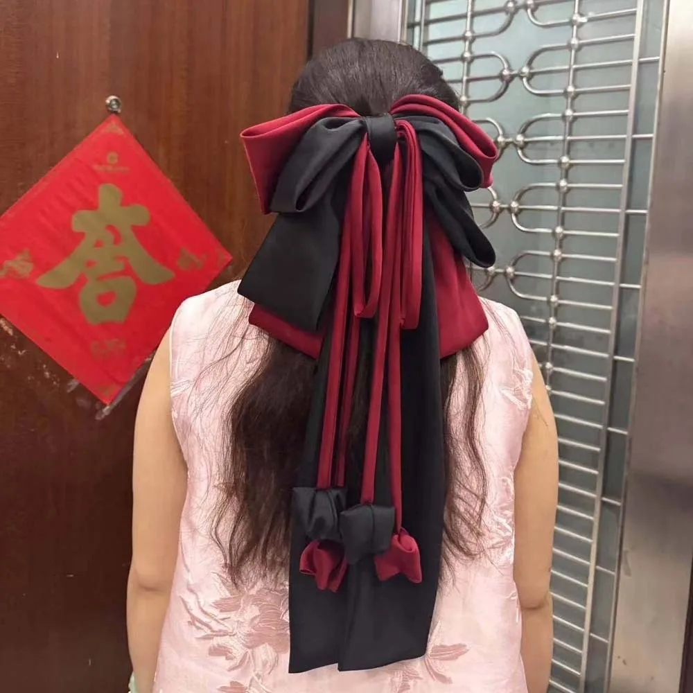 

Мягкий сплав, большой бант, заколка для волос, сладкий контрастный цвет, атласная лента, головной убор, 4-слойная заколка, рождественский аксессуар для волос для женщин