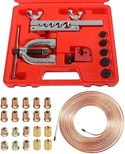 

Комплект медных тормозных трубок YAKEFLY 25 футов (3/16 дюйма) с 16 фитингами и инструментом для развальцовки для гидравлических и топливных систем