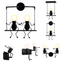 Humanoid Creative Wall Light Modern Simple Little Man Bedside Lamp Sconce Indoor Decor Hanging Lighting for Children Bedroom LED