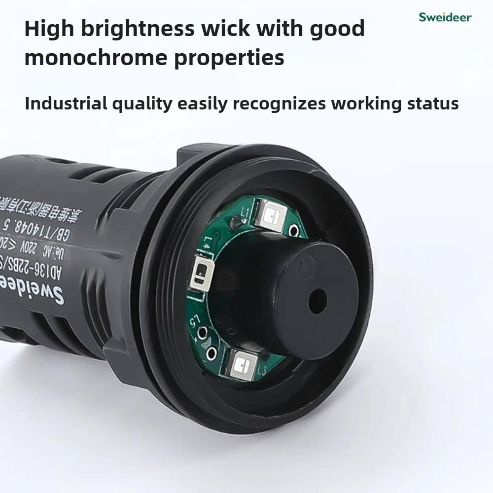 AD16-22SM Flash Buzzer Waterproof Metal Sound And Light Alarm AC/DC 220V/24V/12V Intermittent Alarm for Security Systems