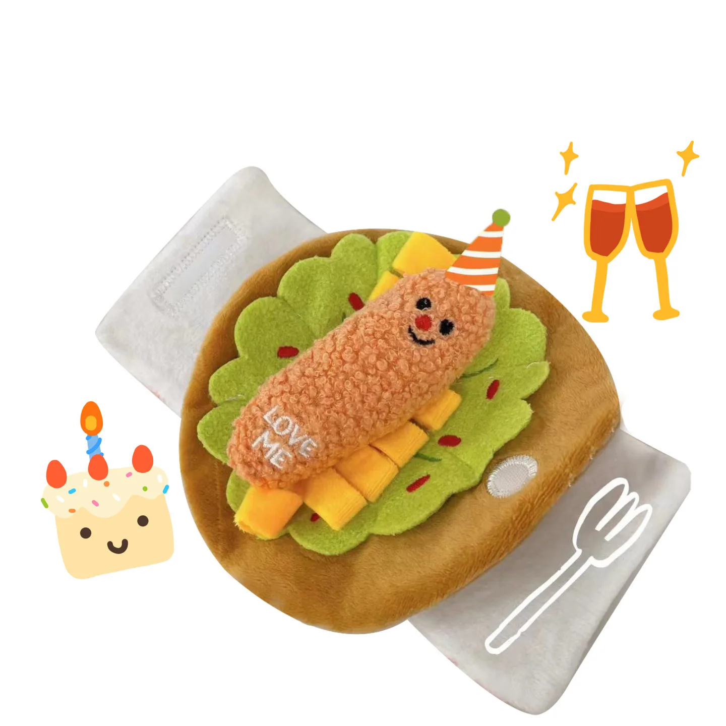 Ins Cute Hidden Food Smell Toy Cake Pet Dog Voice Plush Toy Pet Cute Vegetable Hidden Food Toys Pomerian Dog Accessories