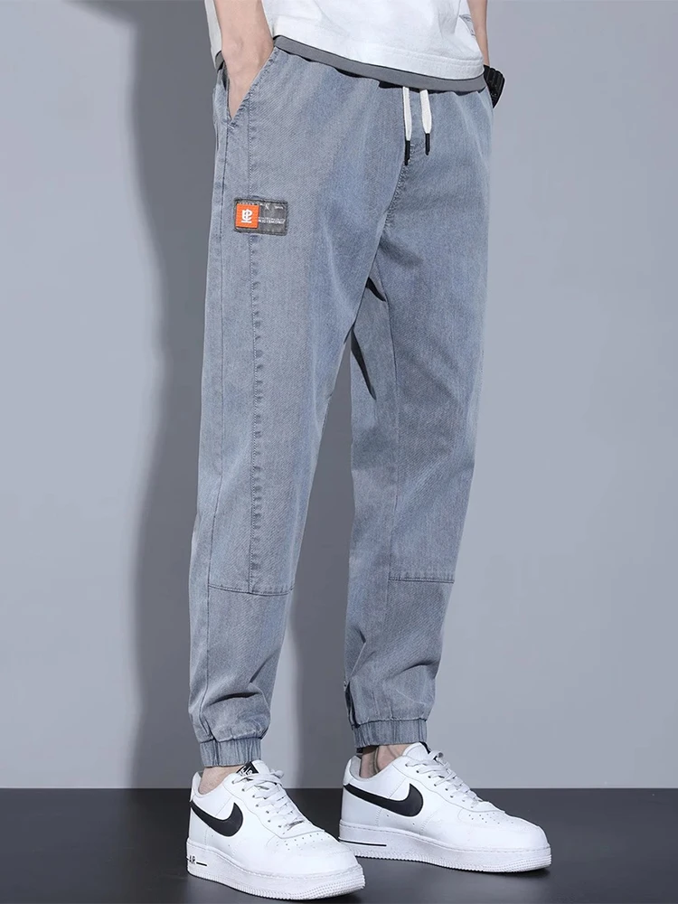 سراويل غير رسمية من American Sle للرجال صيفية رفيعة وفضفاضة ومطاطة من الحريم سراويل عمال خفيفة الوزن ومريحة للتنفس #3