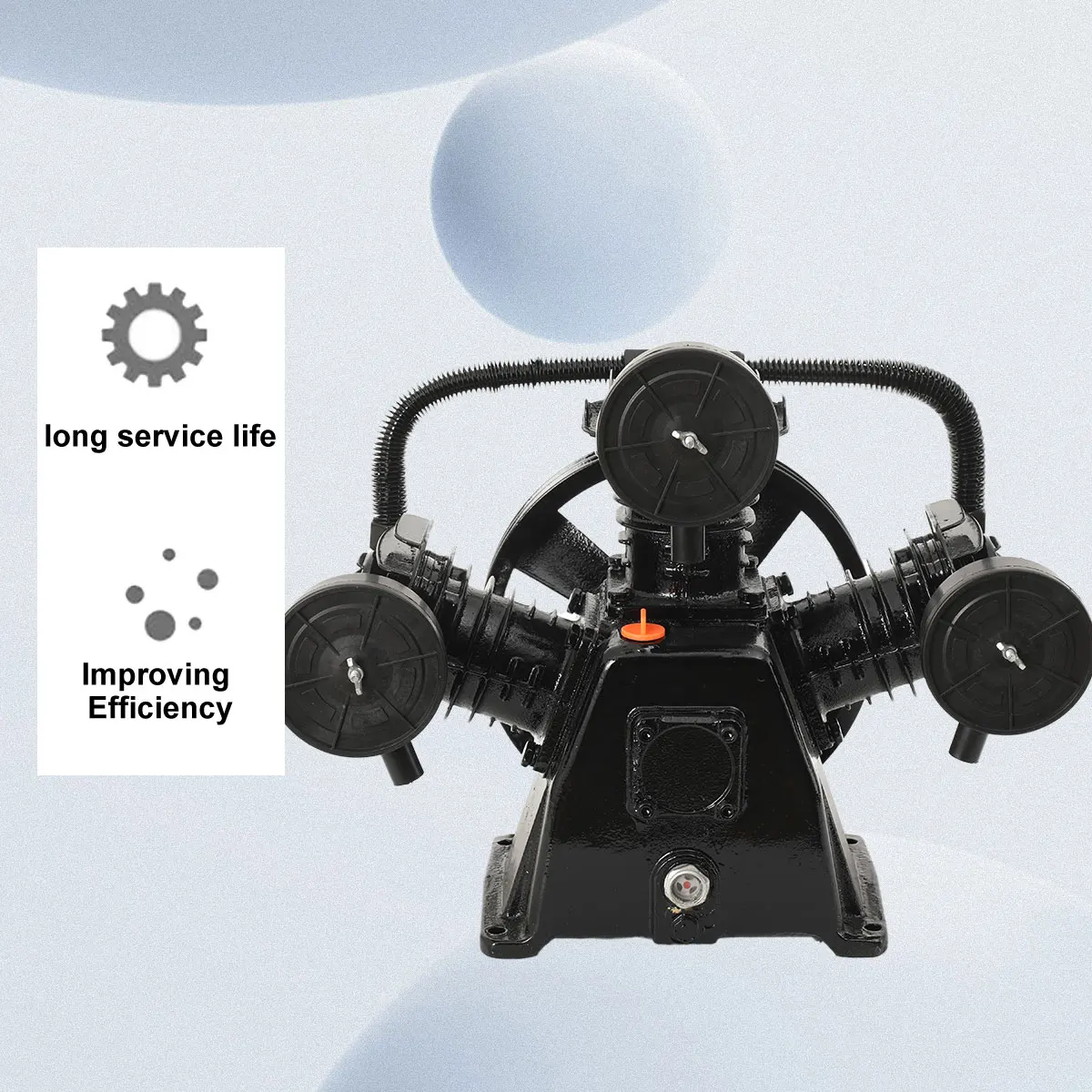 

4HP Replacement Air Compressor Pump Black 3 Cylinder 12.7CFM Max with 3 Air Filter Mufflers