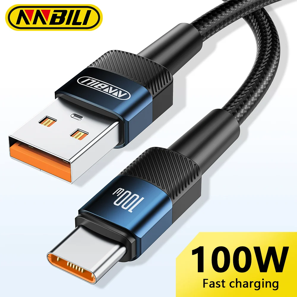 

NNBILI 100W USB Type C Cable For Huawei Honor Xiaomi Samsung Super Charge Fast Charging USB C Charger Data Cable Wire Cord 1m 2m